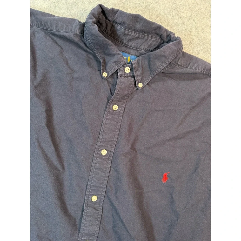 Polo Ralph Lauren Mens 3XLT Navy Blue Button Down Long Sleeve Pony Logo Shirt